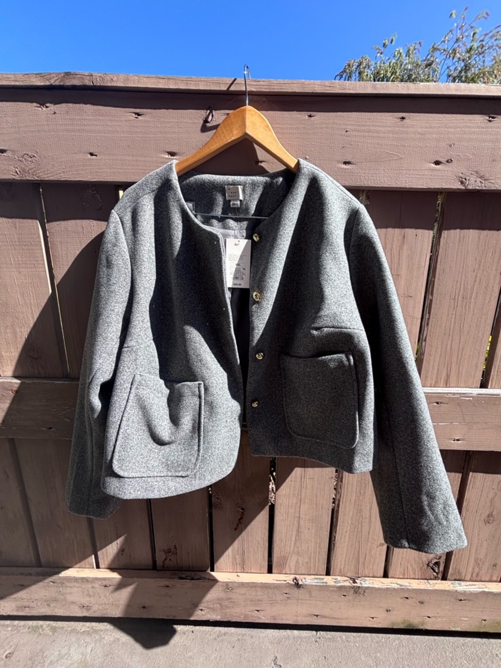🎉NWT🎉 a new day Gray Button-Front Round Neck Jacket